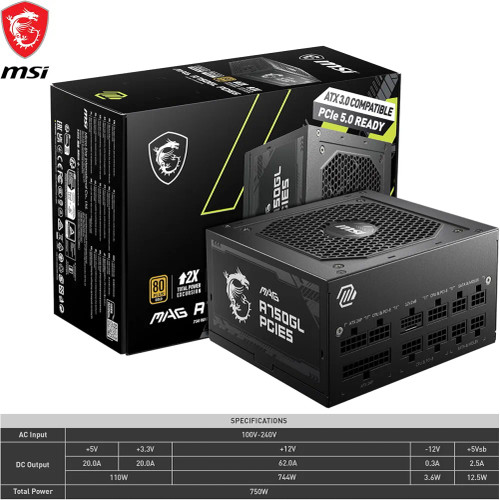 پاور MSI MAG A750GL PCIE5 750 وات