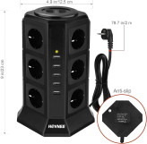 چندراهی برق HOVNEEبا محافظ نوسان برق و ۵ پورت شارژ USB