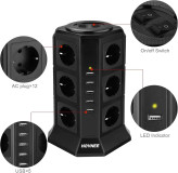 چندراهی برق HOVNEEبا محافظ نوسان برق و ۵ پورت شارژ USB