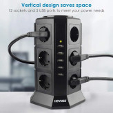 چندراهی برق HOVNEEبا محافظ نوسان برق و ۵ پورت شارژ USB